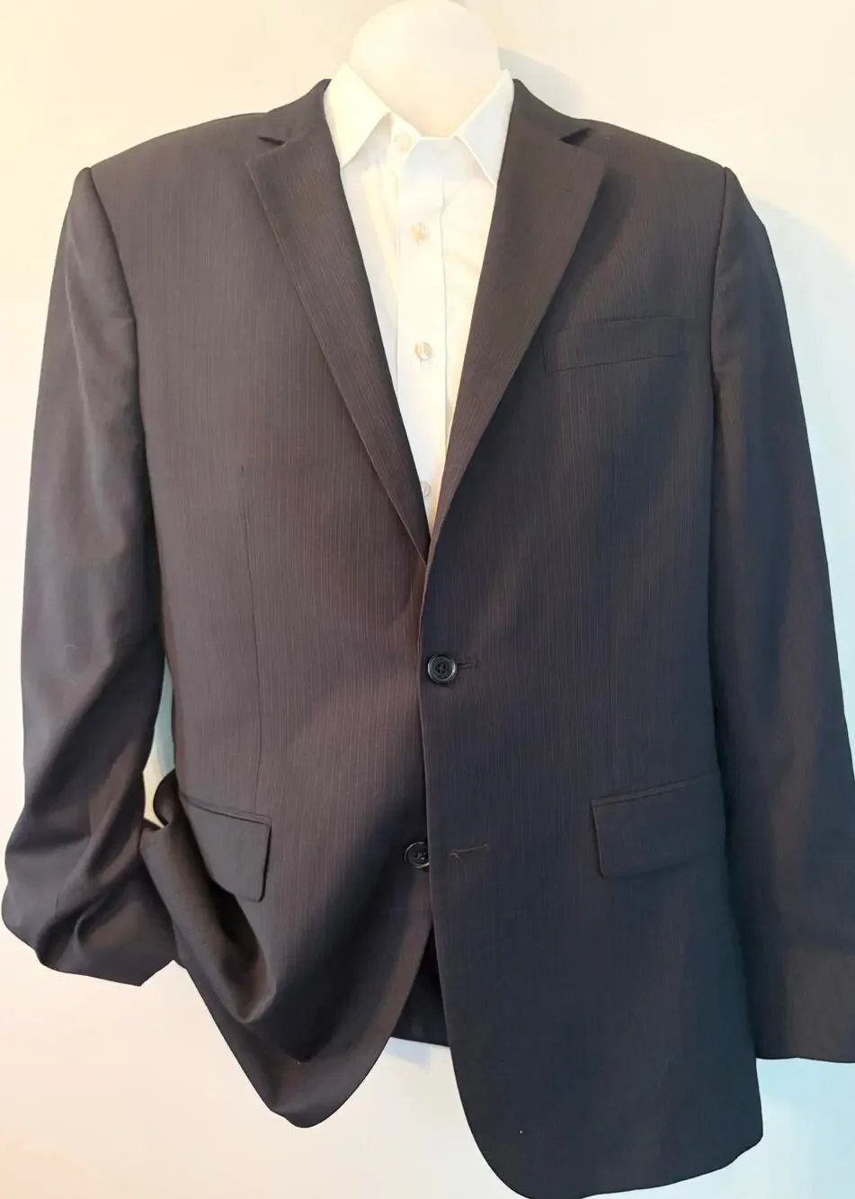 Banana Republic Blazer Jacket Mens 42R Navy Blue Micro-stripe Wool Sportcoat